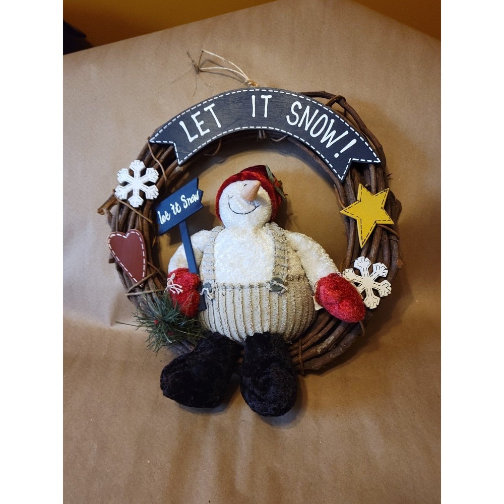 Christmas holiday wreath snowman